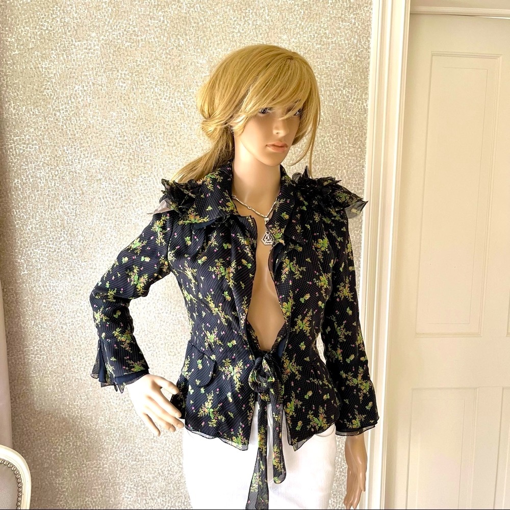 Dolce & Gabbana silk floral jacket black and green 40